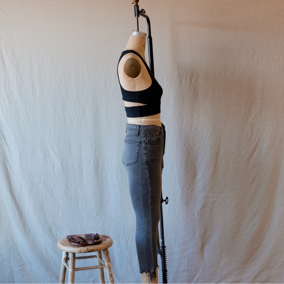 Nordstrom Topshop JAMIE Raw Hem Distressed Gray Skinny Jeans SZ 26 - Picture 5 of 10
